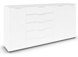 Schubkastenkommode RAUCH "Kommode Türkommode Sideboard Kombikommode FLIPP", weiß (alpinweiß), B:200cm H:100cm T:42cm, Holzwerkstoff, Sideboards, Schubkastenkommode, 3-türig mit 5 Schubladen und Soft-Close-Funktion