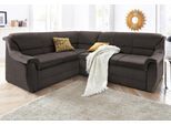 Ecksofa DOMO COLLECTION "Lale zeitlose Formensprache, komfortabel, Breite 251cm, L-Form", grau (anthrazit), B:251cm H:88cm T:193cm, Struktur grob (85% Polyester, 15% Polyacryl );Struktur (100% Polyester);Microfaser PRIMABELLE (100% Polyester), Sofas, Ecksofa, mit langem Schenkel, wahlweise mit Bettfunktion
