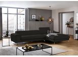 Ecksofa W.SCHILLIG "piedroo, Designsofa mit tollem Sitzkomfort, bequem und elegant, L-Form", schwarz (schwarz z59), B:343cm H:70cm T:193cm, Longlife Xtra-Leder Z59: Glattleder mit modischer Prägung. Hautstärke 0, 9 - 1, 1 mm, Sofas, Ecksofa, Kopfteilverstellung, wahlweise mit Sitztiefenverstellung, Breite 343cm
