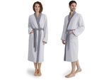 Unisex-Bademantel MÖVE "Superwuschel Kimono mit Blende" Gr. S, silber (silber, stone), L:115cm, Walkfrottier, Hausmäntel, Unisex-Bademantel, ideal für Sauna & Spa, Hotelbademantel