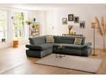 Ecksofa HOME AFFAIRE "Avesa L-Form", grün (dunkelgrün), B:275cm H:80cm T:211cm, 95% Polyester, 5% Polyacryl, Sofas, Ecksofa, Wahlweise mit Arm- und Bettfunktion, B/T/H: 275/211/80 cm