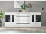 Sideboard HOME AFFAIRE "Cantara, moderner Schrank, Kommode in Eiche Evoke oder weiß", weiß (weiß hochglanz), B:200cm H:86cm T:42cm, Sideboards, Sideboard, schwarze Stangengriffe, ausreichend Stauraum, vielseitig einsetzbar