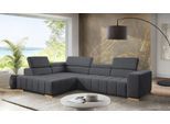 Ecksofa EXXPO - SOFA FASHION "Elianos, hoher Sitzkomfort, aufwendige Kreuzsteppung im Sitz, L-Form", graphite, B:307cm H:73cm T:201cm, Sofas, Ecksofa, Kopfteile & Sitztiefe verstellbar, mit Bettfunktion
