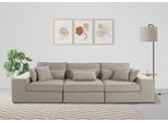 3-Sitzer OTTO HOME "Florid", grau (taupe), B:280cm H:75cm T:100cm, Baumwollmix (60% Baumwolle/40% Leinen);Struktur fein (100% Polyester);Samtoptik (100% Polyester);Samtvelours (100% Polyester);Struktur (100% Polyester);Struktur recycelt (100% recyceltes Polyester), Sofas, 3-Sitzer, 3 Teile, bestehend aus Modulen, viele Bezugsqualitäten, auch in Cord