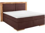 Boxspringbett HOME AFFAIRE "Cup", braun, B:190cm L:206cm, Bezug: Luxus-Microfaser (100% Polyester);Bezug: Microfaser (100% Polyester), Komplettbetten, Boxspringbett, mit Massivholzrahmen, mit Topper, in 2 Härtegraden, in 3 Breiten