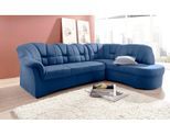 Ecksofa DOMO COLLECTION "Papenburg, zeitlose Rückensteppung, elegante Armlehne, L-Form", blau, B:241cm H:84cm T:178cm, Kunstleder SOFTLUX;Luxus-Microfaser (100% Polyester);Struktur ( 90% Polyester, 10% Polyacryl);Microfaser PRIMABELLE (100% Polyester), Sofas, Ecksofa, mit Ottomane, wahlweise mit Bettfunktion
