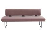 Polsterbank K+W KOMFORT & WOHNEN "Longbeach", rosa (rose), B:224cm H:89cm T:71cm, Sitzbänke, Polsterbank, mit Metallkufen in schwarz Struktur, in der Breite 204cm oder 224cm
