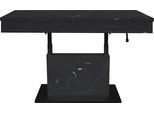 Couchtisch MÄUSBACHER "Lift Couchtisch", schwarz (vulkanschwarz supermatt, keramik optik schwarz, keramik optik schwarz), B/H/T: 110cm x 77cm x 60cm, Tische, Couchtisch, höhenverstellbar 58-77cm,Tischplatte aufziehbar, Staufach, 110cm breit