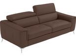 2,5-Sitzer EGOITALIANO "Francine, Designsofa, Loungesofa, Breite 213 cm, Fußfarbe chrom", braun (chocolate), B:213cm H:100cm T:106cm, Leder »BULL« (echtes Rindsleder). Geschliffenes, pigmentiertes und behandeltes Rindsleder mit einer Dicke von 1, 3-1, 5 mm. Dieses Leder zeigt eine ziemlich weiche Hand mit einem halb undurchsichtigen Aussehen. Es handelt sich um ein geschütztes Leder. Eine leichte