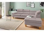 Ecksofa EXXPO - SOFA FASHION "Enya, hoher Sitzkomfort, Breite 266cm, bequem, 12cm hohe Füße, L-Form", grau (taupe), B:266cm H:79cm T:232cm, Luxus-Microfaser Vintageoptik (100% Polyester);Webvelours (92% Polyester, 8% Nylon), Sofas, Ecksofa, mit Kopfteilverstellung, wahlweise Bettfunktion u. Bettkasten