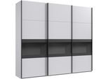 Schwebetürenschrank WIMEX "Easy Plus, Kleiderschrank Made in Germany", weiß (weiß, rauchglas holmtüren graphit), B:270cm H:208cm T:65cm, Holzwerkstoff, Schränke, Schwebetürenschrank, mit Glaseinsatz/ Rauchglas, viele Breiten zur Auswahl, schwarze Griffe