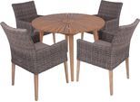 Garten-Essgruppe GARDEN PLEASURE "Tischgruppe »FREMONT/NORVELL Set 01«", braun (hellbraun, schwarz), Kissenbezug: 100% Polyester, Sitzmöbel-Sets, Garten-Essgruppe, 4 Sessel, Tisch LxB: 110x110 cm, inkl Auflagen