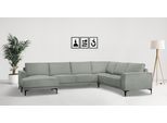 Wohnlandschaft OTTO HOME "OLAND U-Form, XXL, B: 342 cm, Skandi-Design", blau (sapphire), B:342cm H:85cm T:260cm, 100% Polyester, Sofas, Wohnlandschaft, Skandi-Design in Struktur, Flachgewebe, Luxus-Microfaser, Boucle