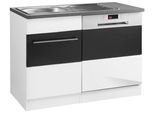 Spülenschrank KOCHSTATION "KS-Trient", grau (weiß, anthrazit hochglanz), B:110cm H:85cm T:60cm, Schränke, Spülenschrank, 110 cm breit, inkl. Tür/Socke für Einbaugeschirrspüler