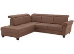 Ecksofa HOME AFFAIRE "Solvei L-Form", braun (haselnuss), B:260cm H:104cm T:235cm, Luxus-Microfaser Lederoptik (100% Polyester);Struktur (100% Polyester);Luxus-Microfaser ALTARA NUBUCK (100% Polyester), Sofas, Ecksofa, wahlweise auch mit Kopfteilverstellung und Bettfunktion, Federkern