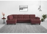 Wohnlandschaft SIT & MORE "Westham U-Form", lila (chianti), B:338cm H:88cm T:172cm, 90% Polyester 10%Polyamid, Sofas, Wohnlandschaft, wahlweise mit Bettfunktion, Bettkasten, Sitztiefenverstellung