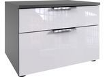 Nachtkommode WIMEX "level36 D by fresh to go", grau (korpus graphit, front lack weiß), B:54cm H:39cm T:41cm, Holzwerkstoff, Sideboards, Nachtkommode, mit soft-close Funktion und Lackfronten, 2 Schubladen