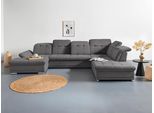 Wohnlandschaft COTTA "Holiday U-Form mit Sitztiefen-, Armteil- und Kopfteilverstellung", grau (anthrazit), B:386cm H:86cm T:265cm, 100% Polyester, Sofas, Wohnlandschaft, wahlweise mit Bettfunktion & Bettkasten