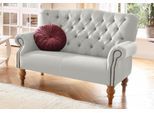 Chesterfield-Sofa HOME AFFAIRE "Lord", beige, B:138cm H:93cm T:84cm, Luxus-Microfaser Lederoptik (100% Polyester);Struktur fein (100% Polyester), Sofas, Chesterfield-Sofa, mit echter Chesterfield-Knopfheftung und Ziernägeln