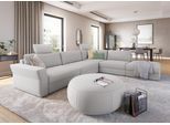 Ecksofa SIT & MORE "Cadabra L-Form", silber, B:356cm H:80cm T:292cm, Samtoptik (100% Polyester);Soft clean (98% Polyester, 2% Polyamid);Struktur fein (100% Polyester), Sofas, Ecksofa, Breite 356 cm, mit Sitztiefenverstellung