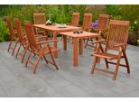 Garten-Essgruppe MERXX "Comodoro", braun (braun, braun, braun), Massivholz, Sitzmöbel-Sets, Garten-Essgruppe, 8 Klappsessel, 5-fach verstellbar, Ausziehtisch