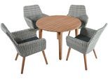 Garten-Essgruppe GARDEN PLEASURE "RAPALLO/ARVADA", grau (grau, dunkelgrau, braun, grau, braun), B:210cm H:96cm T:110cm, Aluminium, FSC-zertifiziertes Massivholz, Polyrattan, Sitzmöbel-Sets, Garten-Essgruppe, robustes Tischdesign