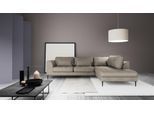 Ecksofa TRENDMANUFAKTUR "Luzi, wahlweise mit Schlaffunktion und Bettkasten, gemütlich, L-Form", grau (cloud gray), Sofas, B/H/T: 264cm x 80cm x 203cm, Samtvelours, Ottomane rechts, ohne Schlaffunktion, ohne Bettkasten, 100% Polyester, Ecksofa, Designsofa mit Ottomane, Metallfüße schwarz, Breite 264 cm, B:264cm H:80cm T:203cm