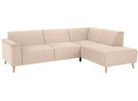 Ecksofa HOME AFFAIRE "Julia zeitlose und elegante Couch, hoher Sitzkomfort, L-Form", beige, B:263cm H:81cm T:191cm, Struktur fein ( 100% Polyester);Struktur weich (92% Polyester, 8% Nylon);Luxus-Microfaser Lederoptik (100% Polyester), Sofas, Ecksofa, Federkern-Polsterung, Holzfüße, Keder
