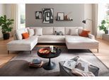Wohnlandschaft TRENDS BY HG "Summer U-Form", beige (cream), B:360cm H:86cm T:196cm, Sofas, Wohnlandschaft, in Cord-Stoff mit Metallfuß