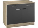 Unterschrank OPTIFIT "Iver", grau (anthrazit), B:100cm H:85,8cm T:60cm, Schränke, Unterschrank, Breite 100 cm, 2 Türen und 2 Schubkästen, mit 38 mm Arbeitsplatte