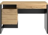 Schreibtisch GAMI "RUSSEL", schwarz (eiche helvezia, schwarz, schwarz, eiche helvezia), B:119cm H:75cm T:54cm, Tische, Schreibtisch, Schreibtisch mit geringen Massen