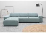 Ecksofa HOME AFFAIRE "Glimminge auch in Breitcord, Feincord, Bouclé + Easy care-Bezug", blau (bleu), B:294cm H:71cm, 12% Polyaxryl, 88% Polyester, Sofas, Ecksofa, L-Form, Breite 294, Zierkissen