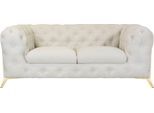Chesterfield-Sofa HOME AFFAIRE "Amaury", beige, B:185cm H:75cm T:99cm, Struktur (100% Polyester9;Samtoptik (100% Polyester), Sofas, Chesterfield-Sofa, aufwändige Knopfheftung, moderne Chesterfield Optik, Fußfarbe wählbar