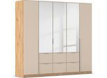 Drehtürenschrank OTTO HOME "Kleiderschrank Schrank Garderobe AGORDO mit Dekor- oder Hochglanzfront", braun (eiche artisan, champagner), B:226cm H:210cm T:54cm, Holzwerkstoff, Schränke, Drehtürenschrank, mit Außenschubkästen, in 7 Breiten und 2 Höhen MADE IN GERMANY