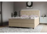 Boxspringbett HOME AFFAIRE "Alenika", weiß (ivory), B:161cm L:208cm, 100% Polyester, Komplettbetten, Boxspringbett, mit LED - Beleuchtung, mit Taschen-Federkernmatratze