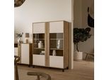 Highboard FORTE "Killarney", beige (mauvella eiche, kashmir beige), B:121,4cm H:161cm T:42cm, Dekorfolie, Glas, Holzwerkstoff, MDF, Metall, Sideboards, Highboard, Highboardvitrine, Stauraum, Soft Close