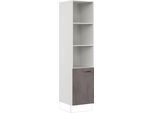 Seitenschrank IMPULS KÜCHEN "Prag", Breite/Höhe: 50/205,1 cm", grau (beton, optik schiefer dunkelgrau), B:50cm H:205,1cm T:57,6cm, Dekorfolie, Holzwerkstoff, Schränke, Seitenschrank, vormontiert, mit Drehtür, mit verstellbaren Fachböden