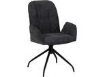 Esszimmerstuhl OMG DESIGN "Cooper", anthrazit, schwarz, anthrazit, B:58cm H:92cm T:63cm, Polyester, Stühle, Esszimmerstuhl, Drehstuhl mit auto-return, Armlehnenstuhl