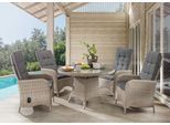 Garten-Essgruppe DESTINY "PALMA LUNA", beige (natur meliert), Polyester, Aluminium, Polyester, Polyrattan, Sitzmöbel-Sets, Garten-Essgruppe, (Set, 9-tlg., 4 Hochlehner, 1 Tisch Ø 100x75cm) Aluminium, Polyrattan