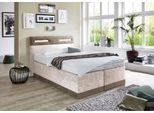 Boxspringbett, beige (dunkelbeige, beige), Kaltschaum-Topper, Liegefläche B/L: 140cm x 200cm, H3, 7-Zonen-Kaltschaummatratze, Bezug Obermatratze 100% Polyester, waschbar bis 60C;Bezug Unterbox und Kopfteil: Mikrofaservelours (100% Polyester), WESTFALIA SCHLAFKOMFORT, Komplettbetten, Boxspringbett, mit LED-Beleuchtung