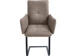 Freischwinger K+W KOMFORT & WOHNEN, braun (schlamm, schwarz), B:61cm H:95cm T:60cm, Stühle, Freischwinger, Freischwinger, Gestell in Metall schwarz, Steppung im Sitz und Rücken