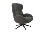 Relaxsessel FLEXLUX "Haze, hervorragender Komfort, Echtleder oder sanfter Stoff", grau (anthrazit), B:70cm H:104cm T:79cm, 100% Polyester, Sessel, Relaxsessel, Rückenteilverstellung, drehbar, schwarzer Fuß, pflegeleicht