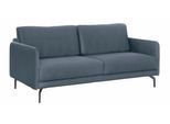 2-Sitzer "CR.450, Designsofa, Loungesofa", blau (blaugrau 534, 73), B:150cm H:85cm T:95cm, NaturLEDER OSKAR (echtes Rindsleder);Chenille COCO (72% Polyester 15% Baumwolle 13% Polyacryl), CREATION BY ROLF BENZ, Sofas, 2-Sitzer, Armlehne sehr schmal, Alugussfüße in umbragrau, Breite 150 cm