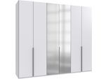 Kleiderschrank WIMEX "Mugano,in 5 Breiten,2 Höhen,2 Tiefen, viele Farben, Made in Germany", weiß, griffe alufarben, B:270cm H:236cm T:58cm, Holzwerkstoff, Schränke, Kleiderschrank, mit langen Griffen aus Metall, mit oder ohne Spiegel