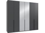 Kleiderschrank WIMEX "Mugano,in 5 Breiten,2 Höhen,2 Tiefen, viele Farben, Made in Germany", grafit, griffe schwarz, B:270cm H:236cm T:58cm, Holzwerkstoff, Schränke, Kleiderschrank, mit langen Griffen aus Metall, mit oder ohne Spiegel