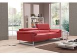 2,5-Sitzer EGOITALIANO "Malika, Designsofa mit hohem Sitzkomfort, edel und bequem", rot (kirschrot), B:216cm H:94cm T:107cm, Leder »BULL« (echtes Rindsleder). Geschliffenes, pigmentiertes und behandeltes Rindsleder mit einer Dicke von 1, 3-1, 5 mm. Dieses Leder zeigt eine ziemlich weiche Hand mit einem halb undurchsichtigen Aussehen. Es handelt sich um ein geschütztes Leder. Eine leichte Deckschic