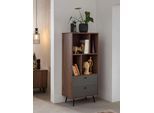 Bücherregal SALESFEVER "Kiruna Regal: Raum für Inspiration", braun (walnuss), B:60cm H:138cm T:39,6cm, MDF, Metall, Regale, Bücherregal, Moderne Eleganz in Walnussfarbe
