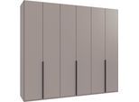 Kleiderschrank WIMEX "Mugano,in 5 Breiten,2 Höhen,2 Tiefen, viele Farben, Made in Germany", schwarz (saharagrau, griffe schwarz), B:270cm H:236cm T:58cm, Holzwerkstoff, Schränke, Kleiderschrank, mit langen Griffen aus Metall, mit oder ohne Spiegel