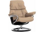 Relaxsessel STRESSLESS "Ruby", braun (latte batick), B:76cm H:100cm T:75cm, Leder PALOMA: durchgefärbtes Semianilin-Möbelleder;Leder BATICK: durchgefärbtes und genarbtes Möbelleder, Sessel, Relaxsessel, mit Signature Base, Größe S, Gestell Eiche, Wenge, Braun & Schwarz