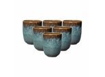 Becher "Becher ohne Henkel Lave 400 ml 6er Set", blau (glacé), 6 tlg., Steingut, LIKE. BY VILLEROY & BOCH, Trinkgefäße, Becher